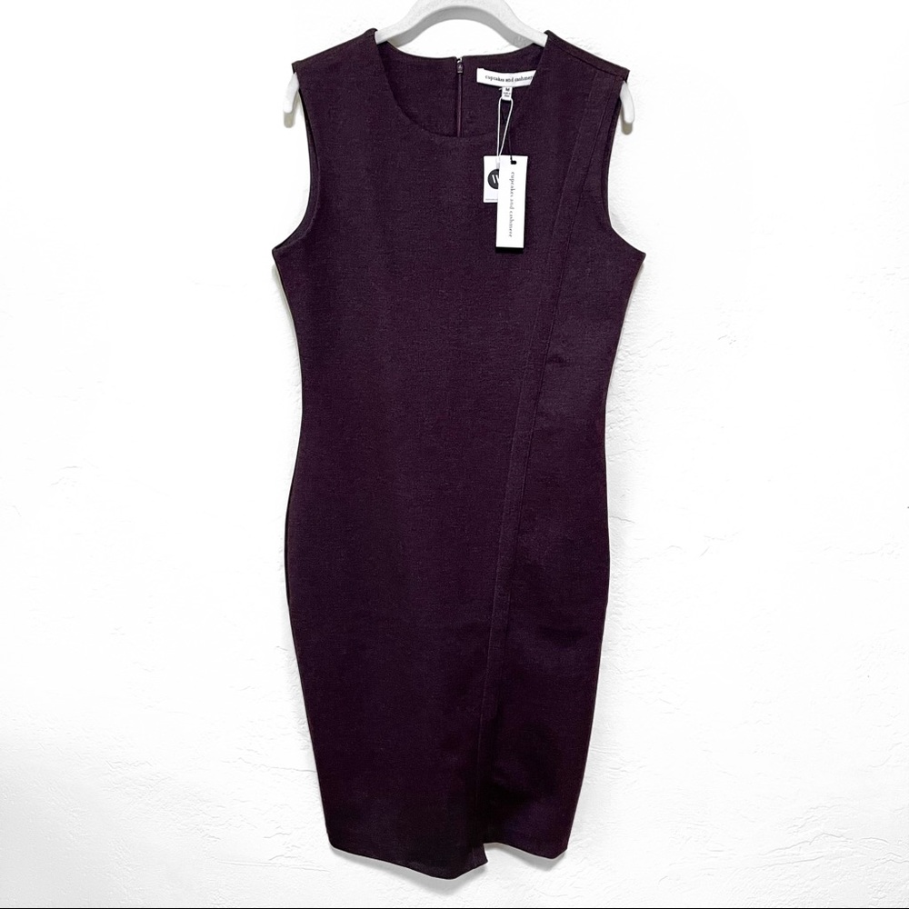NWT cupcakes and cashmere Heidi Asymmetrical Bodycon Dress in Oxblood - M